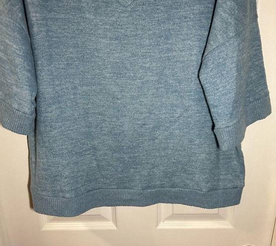 Cherish  Blue Fuzzy Knit V Neck Short Sleeve Sweater Top size Small