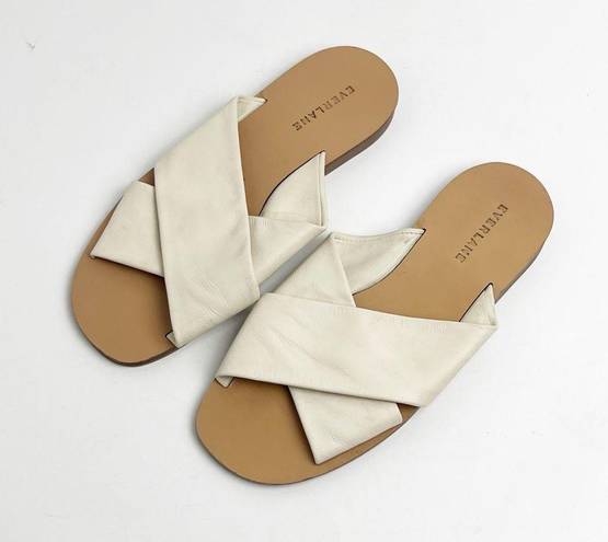 Everlane  The Day Cream Leather Criss Cross Slip On Sandals, Size 7