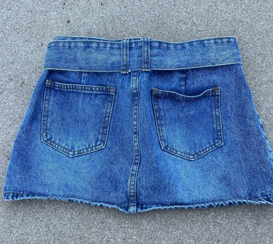 Denim Mini Buckle Skirt