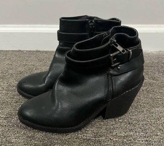 Charlotte Russe  Black Miley Faux Leather Heeled Ankle Boots Size 7 US