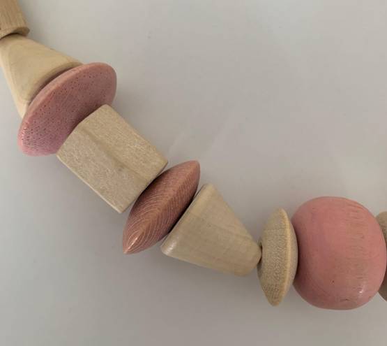 Madewell Tan and Pink Wooden Beaded Necklace