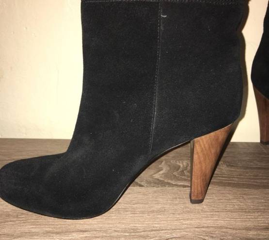 Joie Like New  Caviar Black Suede Tall Heeled Boots With Stitching detail…