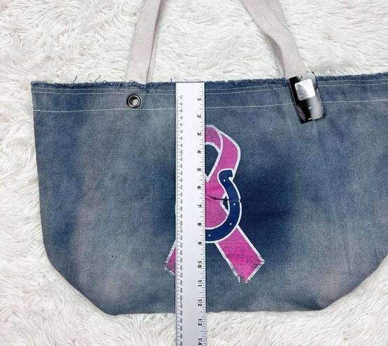 Little Earth Indianapolis Colts Blue Denim Breast Cancer Tote Bag