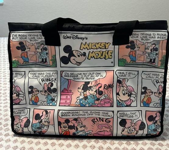 Disney  Mickey Minnie Mouse Comic Strip Zipper Tote Travel Overnight Large Bag