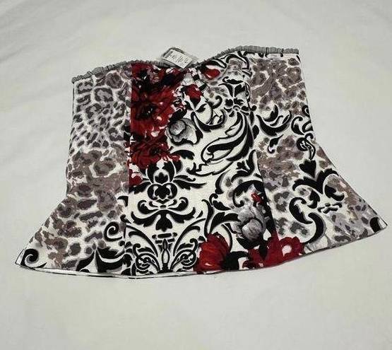 White House | Black Market  Sz 10 Bustier Top NWT White / Black Red Flowers Floral