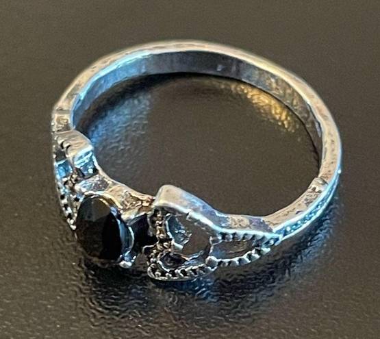 Onyx Black  silver plated ring size 6.5