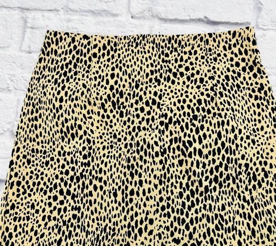 Brandy Melville  Mini Pencil Skirt Women's Size 3 Tan Black Leopard Print Stretch