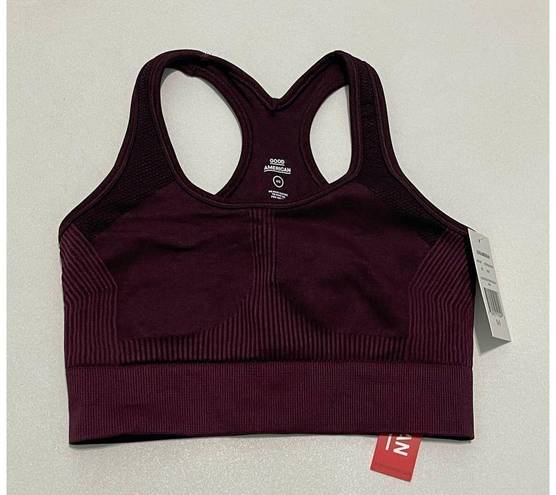 Good American  Women's Knockout Seamless Scoop Sports Bra Bordeaux Red 00 XXS