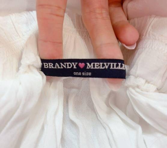 Brandy Melville  White Basic Elastic Waist Luna Miniskirt One Size (XS-S)