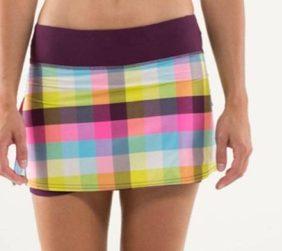 Lululemon  Pace Setter Skirt Vibrant Plum Plaid Sea Check Size 6 RARE!