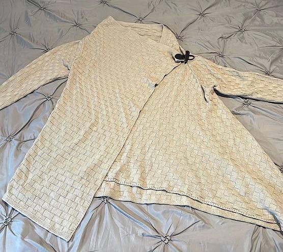 Venus  Basket Weave Wrap Sweater in Tan - Size XL