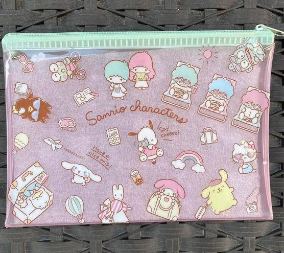 Sanrio  Multicolor Zipper Bag With Hello Kitty Pompompurrin My Melody Pochacco Cinnamoroll Badtz Maru Keroppi Little Twin Stars Hangyodon