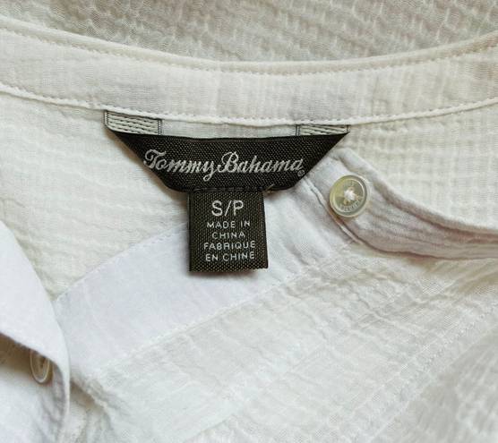 Tommy Bahama White 100% Cotton Button Down Semi-sheer Tank Top