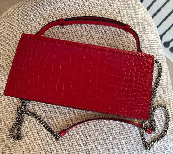 Christian Louboutin  Calfskin Alligator Embossed Elisa Baguette in Red