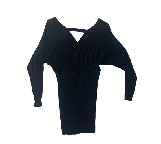 12th Tribe  womens large salty in the city black sweater mini dress v neck date r