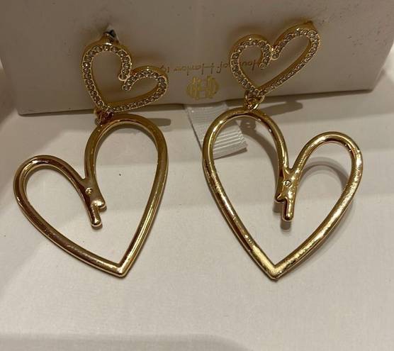 House of Harlow NWT  dangling heart hoop glass stone earrings