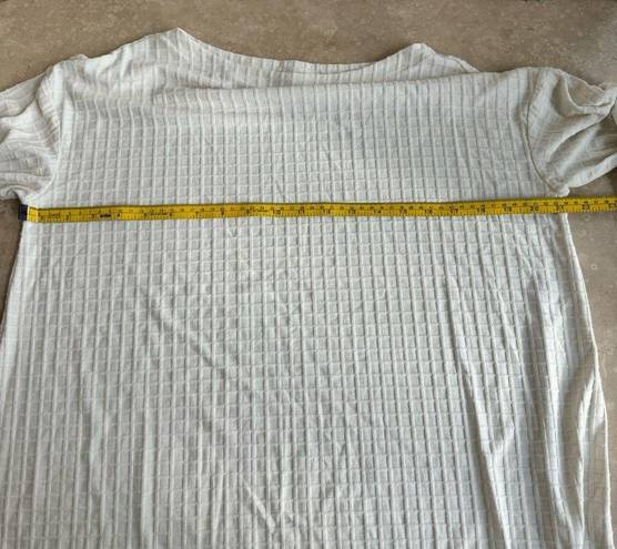 J.Jill  Ivory Square Knit Textured Boat Neck 3/4 Sleeve Womens Size M Pullover