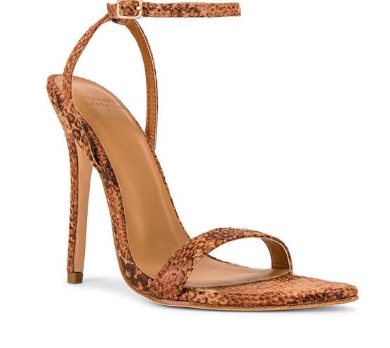 Michael Costello  Tan Snake Ankle Strap Sandal SIZE 7 Rhea Heel Python Stiletto