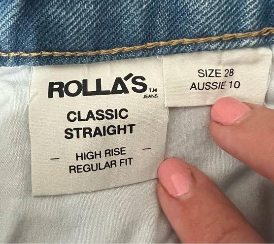 Rolla's  Classic Straight High Rise Regular Fit Jean In Vanessa Blue Wash