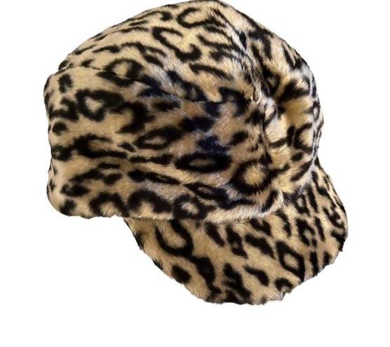 Pacific&Co Women's Leopard Faux Fur Baker Boy Cap San Diego Hat  OS