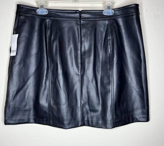 Bar III NWT Bar lll Faux Leather Skirt w Pockets 18W Black Moto Button Zip Mini A-Line