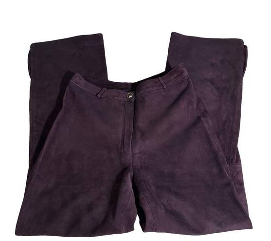 St. John  Purple Suede Leather Bootcut Pants Sz 6