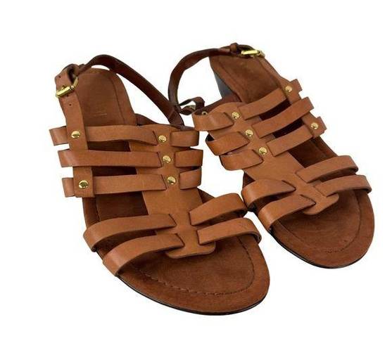 Ralph Lauren Lauren  Lucetta Brown Leather Wedge Sandal Size 8.5