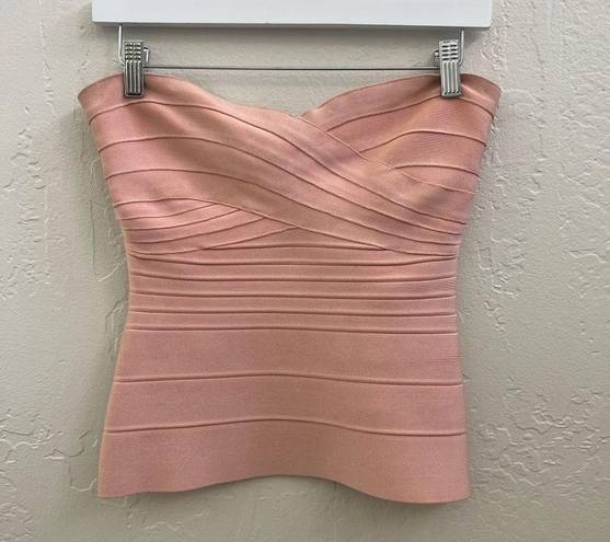 Herve Leger  Pink Bandage Strapless Top