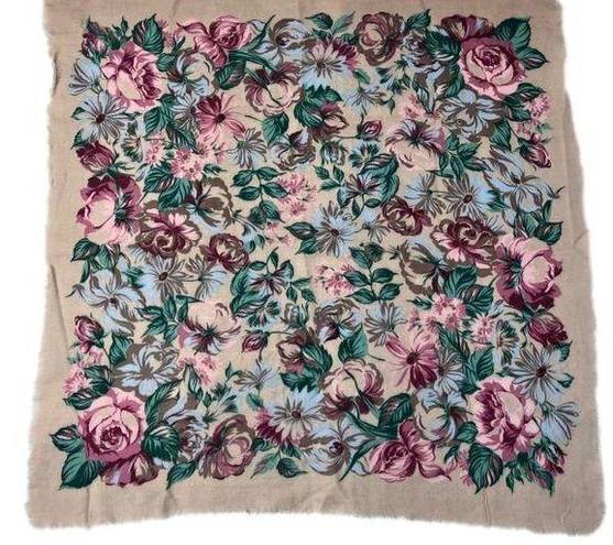 American Vintage Vintage Floral 28" Square Scarf Hair Wrap Bag Scarf