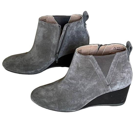 Vionic  Ankle Boots Womens 7 Gray Paloma Suede Wedge Heel Bootie Comfort Shoes