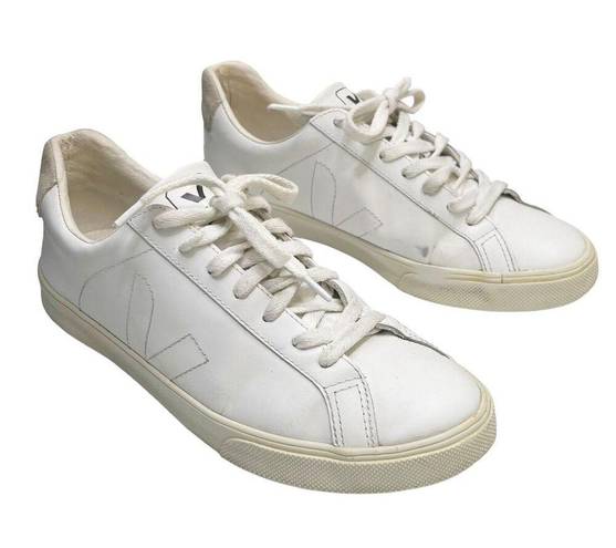 VEJA  Esplar Sneakers Casual White Leather Suede Lace Up Shoes Women's Size 9