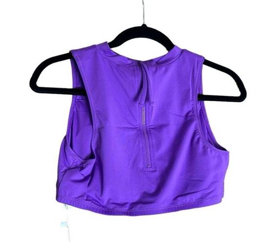 ANDIE NWT  Swim The Venice High Neck Top Bikini Swimsuit Zip Back Purple Size Med