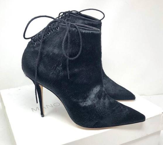 Manolo Blahnik  black calf hair pointed booties, made in italy, size 40, NWOT