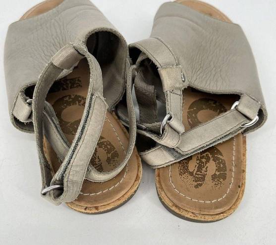 Sorel  Ella Mule Ankle Strappy Roman Sandal Grey Beige Leather Women’s Size 7.5