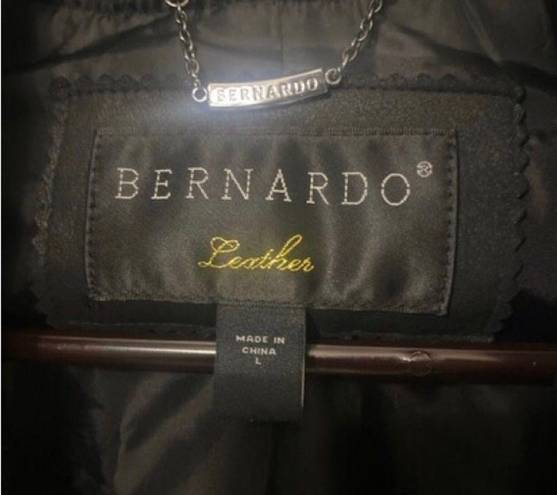 Bernardo  Genuine Leather Jacket Women’s Size L Black Mobwife Aesthetic