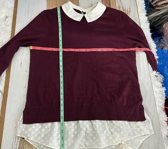 Ted Baker  Ohlin Mixed Media Layered Look Oxblood Sweater Size US 8