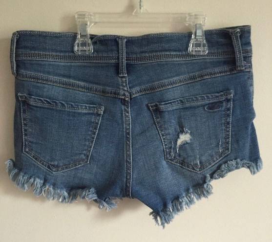 Hollister Faded Denim Distressed Frayed Hem Low Rise Short-Shorts