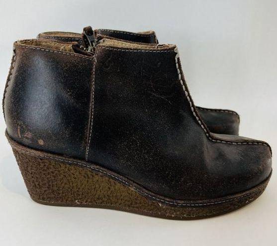 Olukai  Wedge Women's Ankle Booties Humu Size‎ 7 Brown Leather