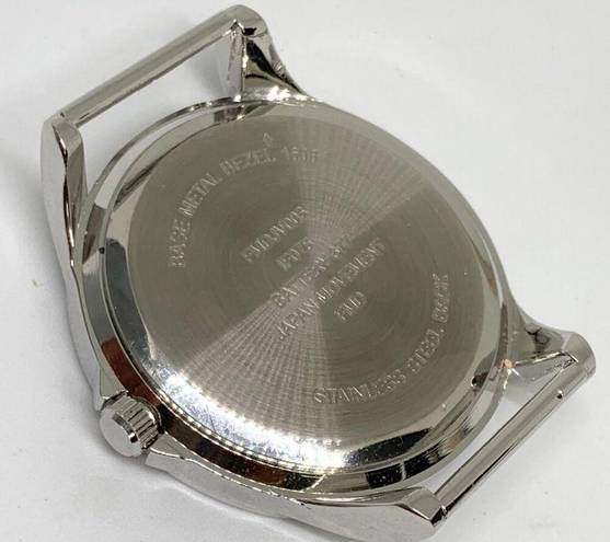 FMD women’s watch silver tone rhinestones Quartz analog 38mm leather band runnin