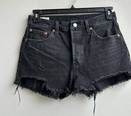 Levi’s  501 Cut Off Denim Shorts Washed Distressed Button Fly Size 29 High Rise