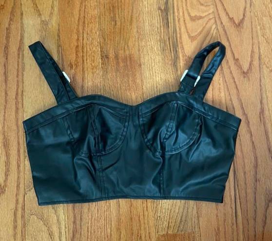 New Look Faux Leather Black Top