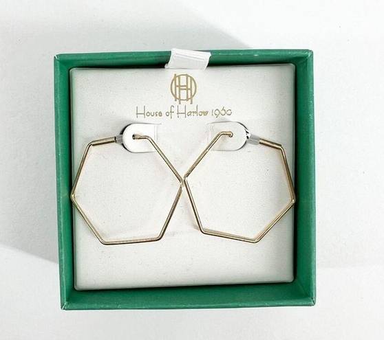 House of Harlow NIB  1960 Hexagon Hoops Gold