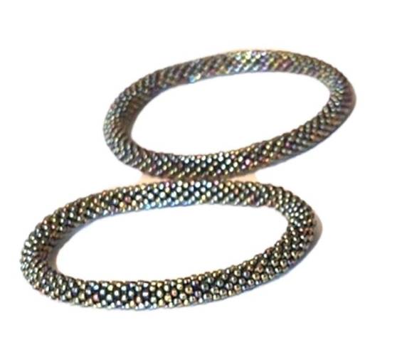 Krass&co SASHKA  Artisan Crafted Glass Beaded Bracelet Nepal Multicolored Iridescent