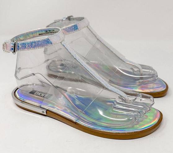 DKNY  Ava Iridescent Ankle Strap Thong Sandals, NEW, Size 6, MSRP $120