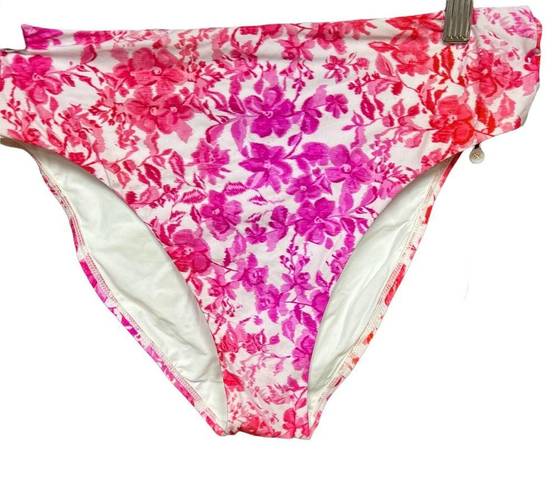 PilyQ  Azalea Floral High Waist Bikini Bottoms Pink Size Medium