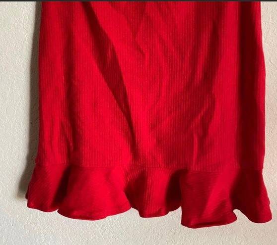 Lovers + Friends Revolve  Flamingo Red Ruffle Skirt Size S