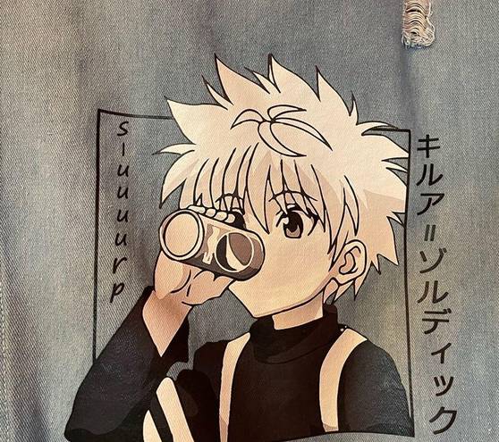 Killua  x Hunter by Dabub-art Yoshihiro Togashi Denim Jacket White Hoodie