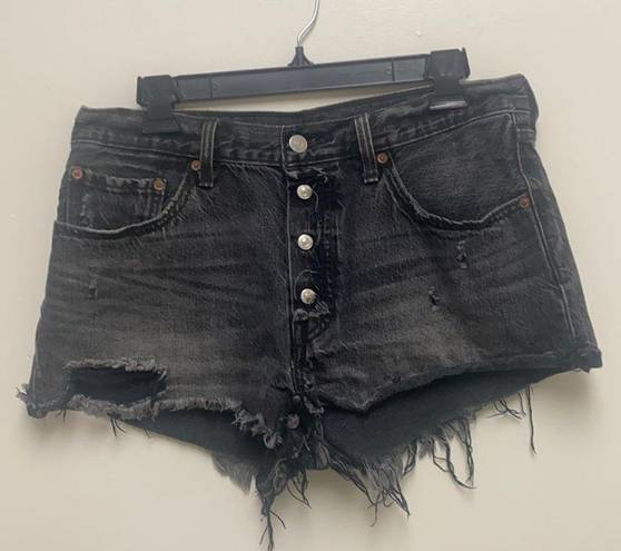 Levi’s Women’s Levi Strauss 501 Shorts distressed black denim vintage aesthetic