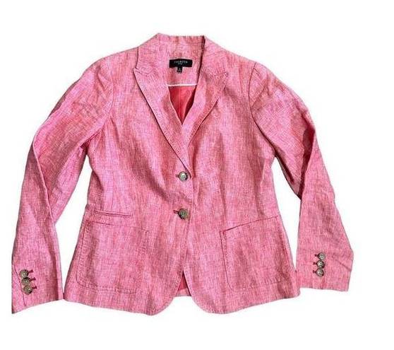 Talbots  Pink Coral Blazer 100% Linen Two Button Front With Peaked Lapel 8P