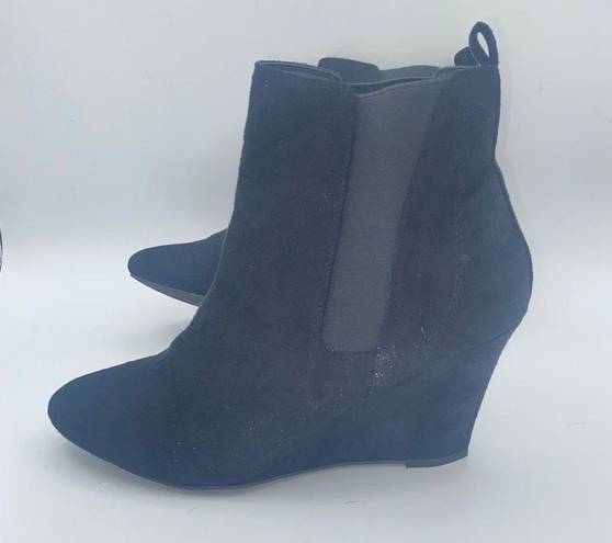 Charlotte Russe  Black Rebecca Wedge Heeled Ankle Booties Women's Size 8